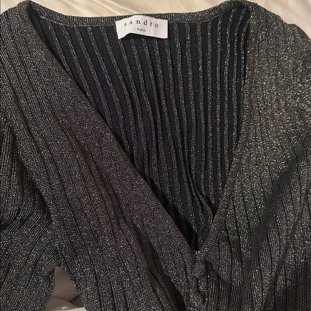 Sandro Paris Dress Black with Gold Flecks - Picture 4 of 4
